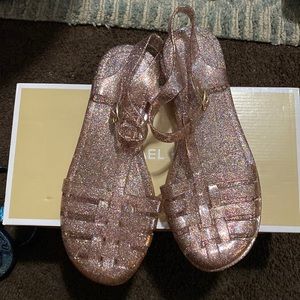 Pink glitter girls jelly sandals